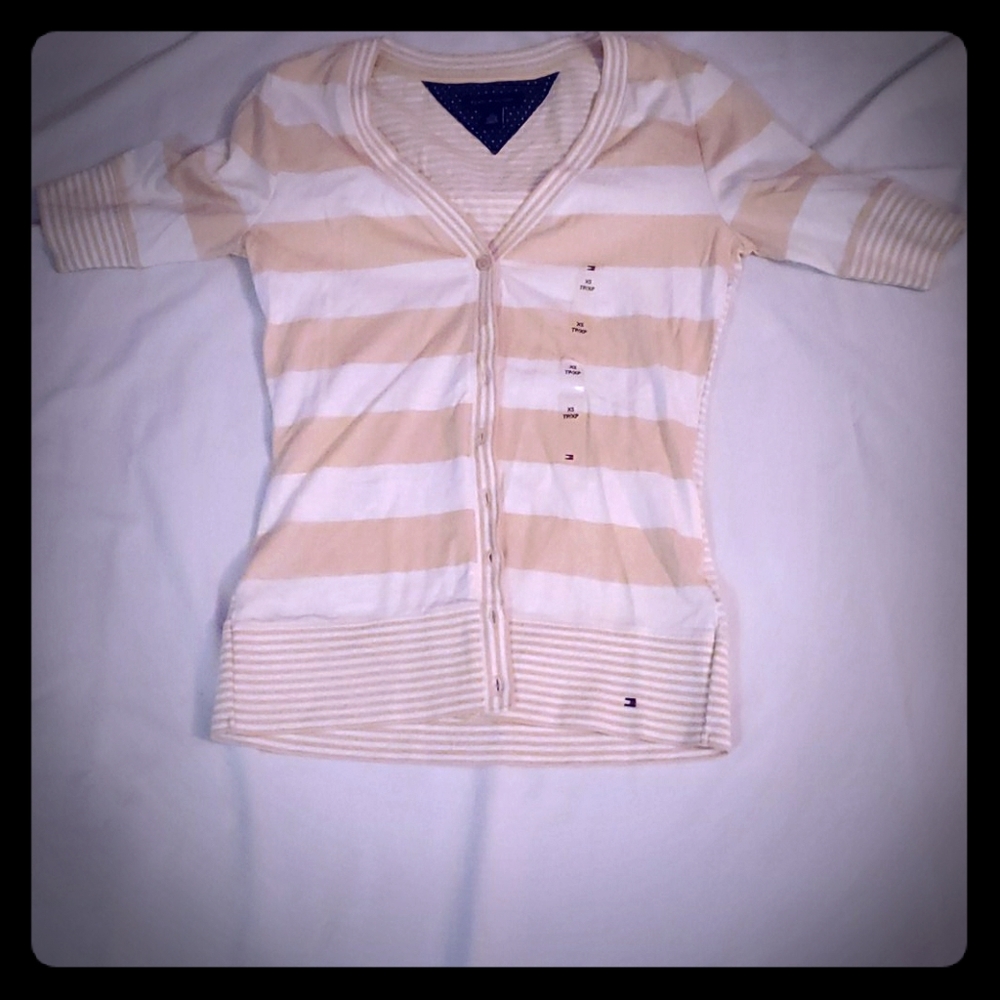 Beige and white cardigan